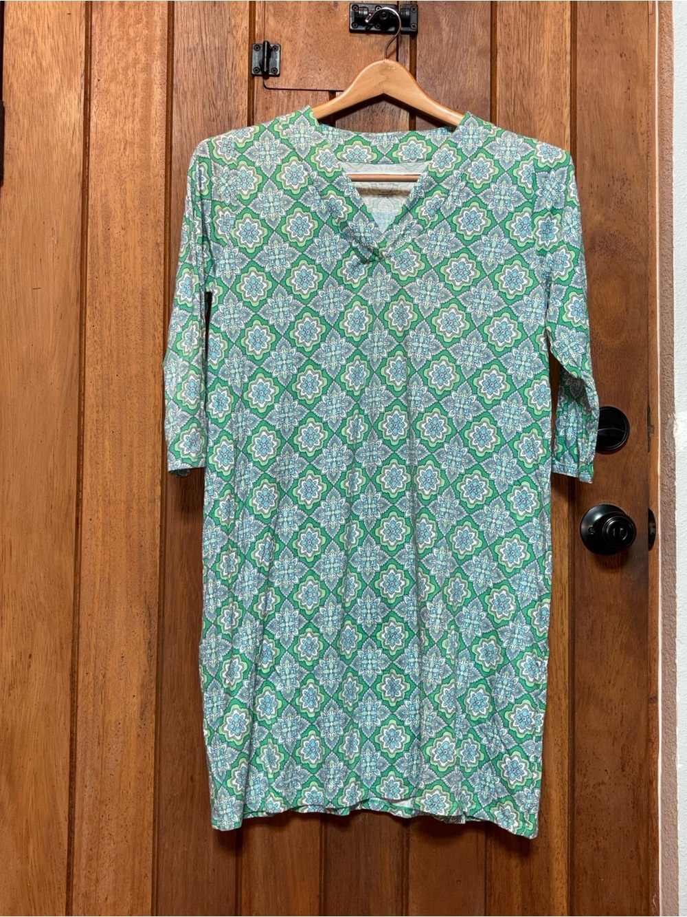 J Jill Sleep Green Patterned Nightgown